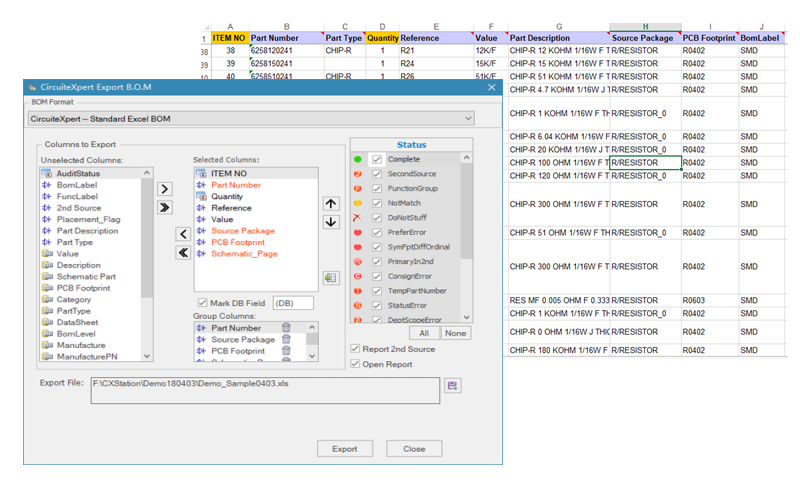 CircuiteXpert BOM